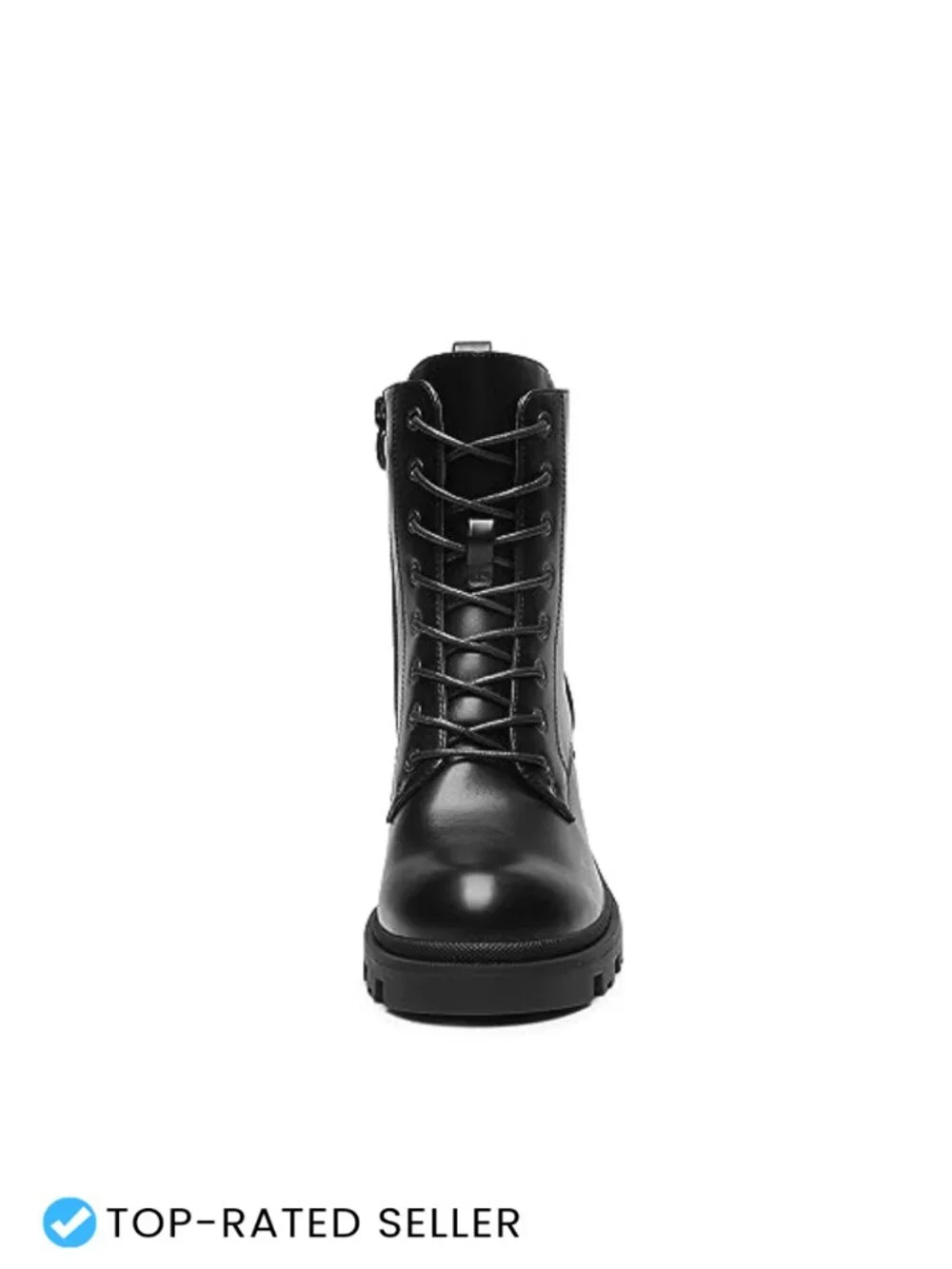 Lace Up Combat Ankle Boots Low Chunky Heel Lug Sole Fashion Heeled Booties
